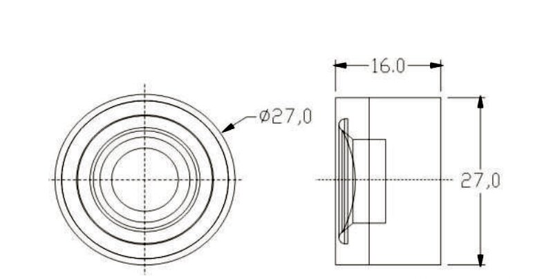 24×16.4H mm 腔体扬声器 4Ω 2W/2.5W - Dimensions (XDEC 腔体扬声器)