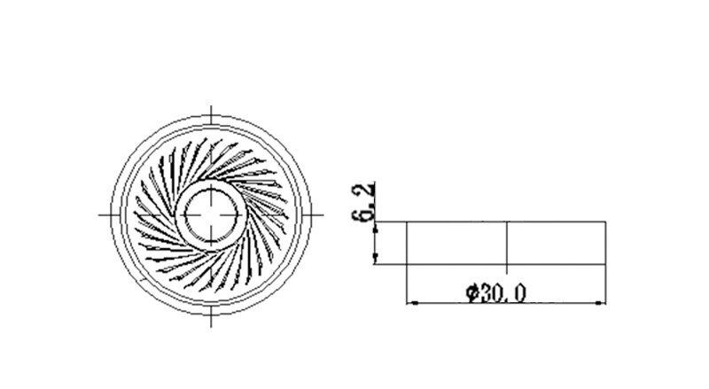 28×6.2H mm 带腔体扬声器单元 8Ω 1W/1.5W - Dimensions (XDEC 腔体扬声器)