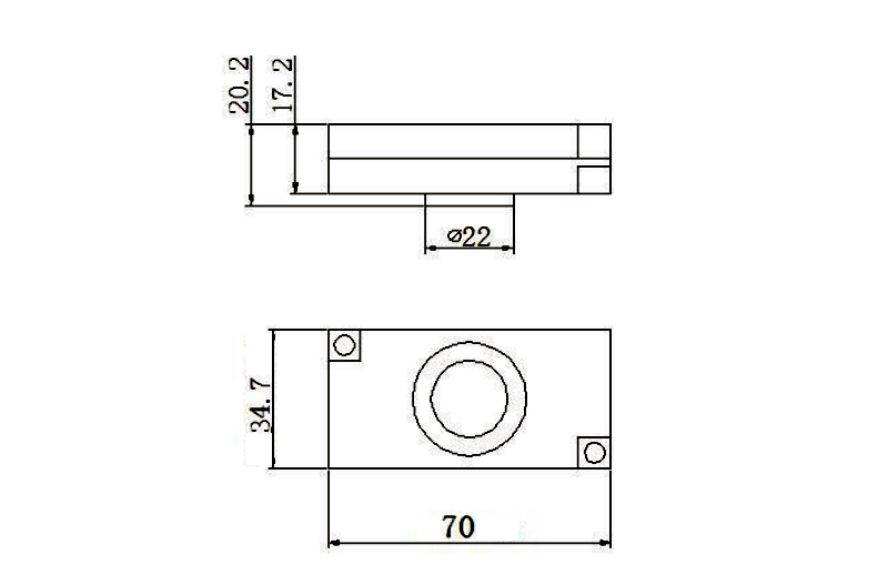 33×70×20.2H mm 腔体扬声器 8Ω 2W/3W - Dimensions (XDEC 腔体扬声器)